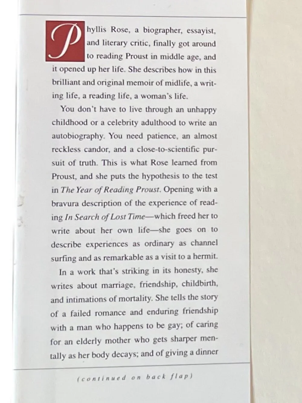Phyllis Rose year reading